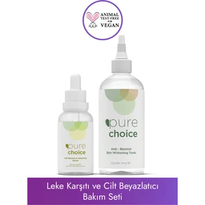 Pure Choice Leke Karşıtı ve Cilt Beyazlatıcı Bakım Seti ( Leke Karşıtı Serumu + Leke Karşıtı Tonik 2'li Set)