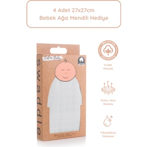 Caline Baby %100 Pamuk Premium & Hafif Müslin Bezi Örtüsü I 120x120 cm I Mint &  4 Adet Ağız Mendili 27x27cm