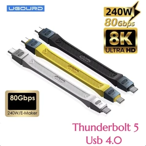Thunderbolt 5 Usb 4.0 240W 80Gbps Gen4 8K Pd 240W Tek Yönlü 120Gbps Görüntü Aktarım ve Type-C Hızlı Şarj ve Data Kablosu Thunderbolt 4/3 ile Uyumlu E-Marker Çip Yeni Nesil Son Teknoloji 14-Cm