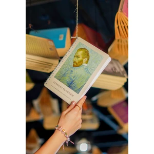 A5 Spiralli Karton Kapak 4'lü Set Çizgili Ders Programlı Not Okul Defteri - Van Gogh