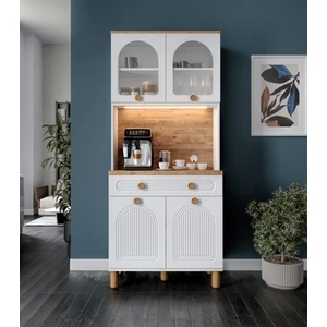 Rosa Kahve Köşesi - 93 cm Mdf Mutfak Dolabı - LED Aydınlatmalı