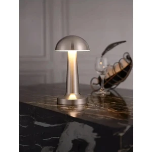 Dokunmatik Şarjlı 3 Kademeli Işıklı Gece Lambası USB Girişli Gümüş Metal Mantar Masa Lambası