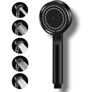 Turbo Fan 5 Fonksiyonlu Su Tasarruflu Duş Başlığı Turbo El Duşu Siyah Yüksek Basınçlı Ayarlanabilir Duş Başlığı