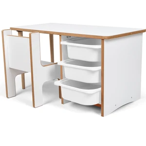 Industrial Living 3 Çekmeceli Çocuk Etkinlik Masası -Oyun-Hamur-Çalışma Aktivite Masası Ders Masası- Beyaz Mdf - 3 Çekmeceli