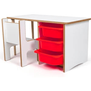 Industrial Living 3 Çekmeceli Çocuk Etkinlik Masası -Oyun-Hamur-Çalışma Aktivite Masası Ders Masası - Beyaz Mdf - 3 Çekmeceli