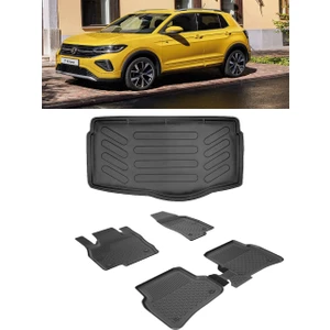 Volkswagen T-Cross 2022 ve Sonrası 4.5d Paspas 3D Rizline Alt Bagaj Havuzu Set