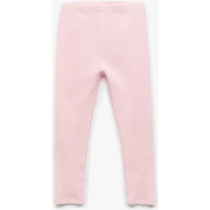 Pamuklu Beli Lastikli Ribanalı Basic Pembe Kız Bebek Tayt 6WMG40016AK