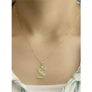 ZEYNEPLİ GOLD 14 Ayar Altın Press Füzyon S Harfli Kolye