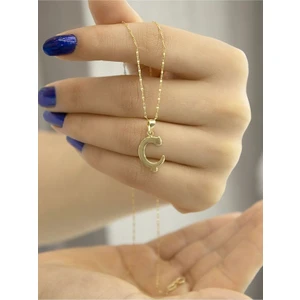 ZEYNEPLİ GOLD 14 Ayar Altın Şirin Ç Harfli Kolye