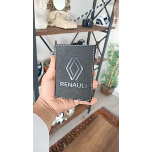 Renault Deri Dikişli Araç Ruhsat Kılıfı Kabı Oto Ruhsatlık Araba Ruhsat Koruyucu