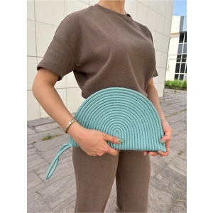 Moss Fermuarlı Hasır Jüt Vegan Clutch Çanta