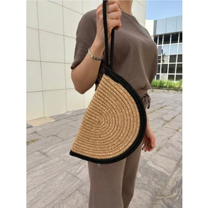 Moss Fermuarlı Hasır Jüt Vegan Clutch Çanta