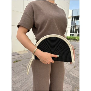 Moss Fermuarlı Hasır Jüt Vegan Clutch Çanta