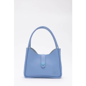 Mavi Shk79 Deri Düğme Detaylı Çıtçıtlı Makyaj Çantalı Kol ve Omuz Çantası