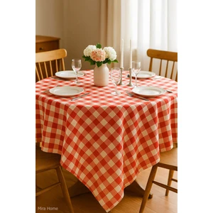 Mira Home Kareli Masa Örtüsü Sofra Bezi 160X160 cm Happytime
