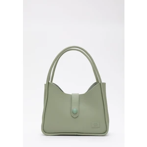 Mint Yeşil Shk79 Deri Düğme Detaylı Çıtçıtlı Makyaj Çantalı Kol ve Omuz Çantası
