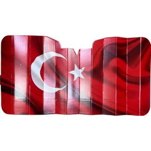 Güneşlik Türk Bayraklı Ön Cam Karton 70 x 140 cm Binek Araçlar Için