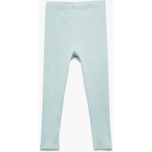 Pamuklu Beli Lastikli Ribanalı Mavi Kız Bebek Tayt 6WMG40016AK