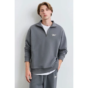 Mavi Logo Yarı Fermuarlı Gri Sweatshirt 0S10465-80776