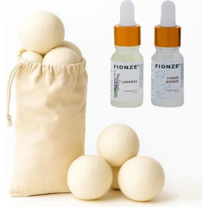 Çamaşır Yün Kurutma Topu ve Koku Seti – Kurutma Makinesi Için – 4 Adet Doğal Top + 2 Adet Koku