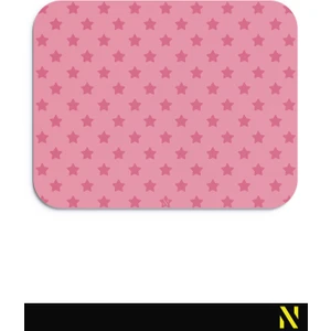 Pembe Renkli Yıldız Desen Ergonomik Mouse Pad - 23 cm x 19 cm - Kaydırmaz Taban Ev ve Ofis Kullanımı Için Ideal Fare Altlığı Mousepad