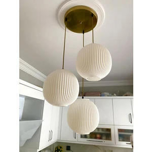 Dolunay 3’lü Avize Modern Sarkıt Bohem Beyaz Yuvarlak Salon Mutfak Yemek Masası Aydınlatma