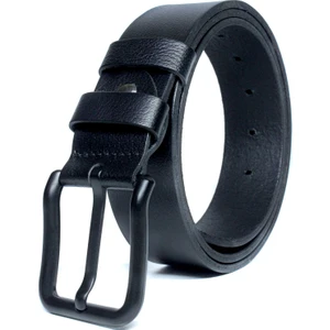 Hakiki Manda Derisi Siyah Tokalı Erkek Kemeri 4cm