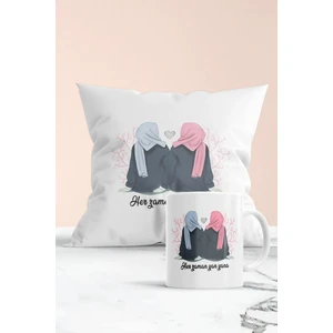 Arkadaşa Özel Her Zaman Yan Yana Hediyelik Yastık ve Kupa Seti