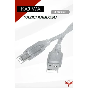 3 Metre Yazıcı Kablosu - USB A To B Printer Cable | Tüm Markalara Uyumludur. 3mt