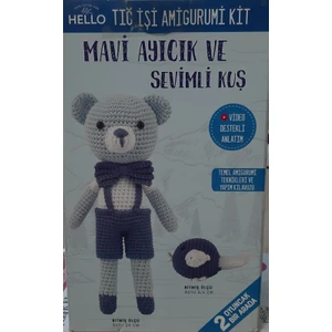Hello Tığ Işi Amigurimi Kiti Mavi Ayıcık ve Sevimli Kuş