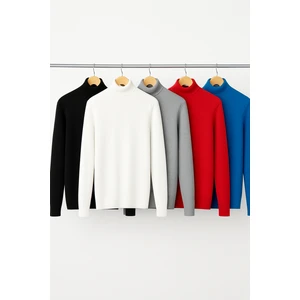 5’li Paket Kadın Basic Tam Balıkçı Yaka Kazak