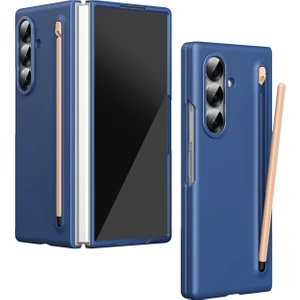 Samsung Galaxy Z Fold 6 Kılıf S Pen Kalem Bölmeli Yuvalı Clasic Titanyum Renkli Premium Sert Kapak