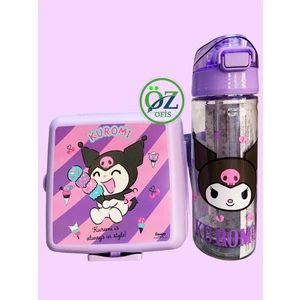 Lisanslı Kuromi Tritan Matara 500 ml ve 2 Katlı Beslenme Kabı Yemek 2'li Set