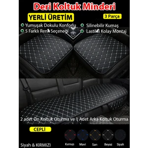 Nissan Qashqai Uyumlu Üç Parça Koltuk Için Siyah Deri Beyaz Dikiş Koltuk Minderi