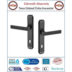 Kare İç Oda Kapı Kolu - Mat Siyah - 1 Takım Ön ve Arka