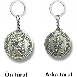 Marcus Aurelius ve Sezar Figürlü Roma Para (Sikke) Anahtarlık – Çift Taraflı – 1 Adet – Aksesuar
