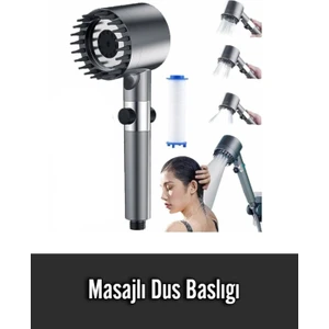 Masajlı Çok Fonksiyonlu Ayarlanabilir Filtreli Arıtmalı Krom Duş Başlığı El Duşu Lüks Kalite