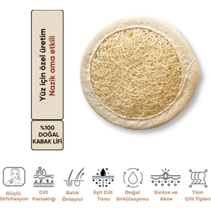 Peeling Yüz Kabak Lifi, Banyo Yüz Kesesi, %100 Doğal, Kadın ve Erkekler için 1 Adet