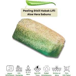 İlaslan Kozmetik %100 Doğal Kabak Lifli Aloe Vera Sabunu Peeling Ve Cilt Arındırma Tüm Cilt Tipleri ( 130 gr )