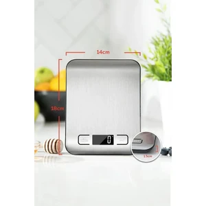Platin Mutfak Terazisi Paslanmaz Çelik Yüzeyli Hassas Mutfak Tartısı  LCD Ekranlı 5 kg Pil Hediyeli