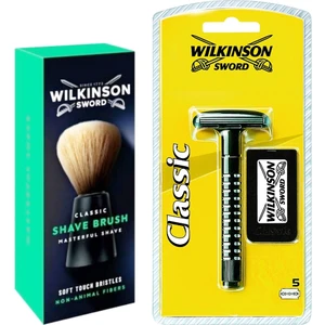 Wilkinson Sword Klasik Tıraş Seti, Tıraş Bıçağı, 5'li Jilet, Tıraş Fırçası