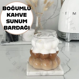 Isıya Dayanıklı Boncuk Şekilli Borosilikat  Bardak Kahve Sunum Bardağı