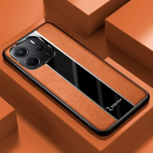 Xiaomi Redmi Note 14 Uyumlu Kılıf Zebana Premium Deri Kılıf Kahverengi