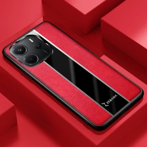 Xiaomi Redmi Note 14 Uyumlu Kılıf Zebana Premium Deri Kılıf Kırmızı