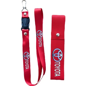 Toyota Desenli, Kırmızı Renk, Yüksek Kalite Oto Ayna Askısı, Ayna Ipi ve Tampon Ipi Set