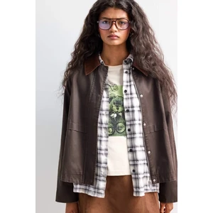 Su Geçirmez Relax Fit Kontrast Yaka Fermuarlı Mont E8623AX25AU