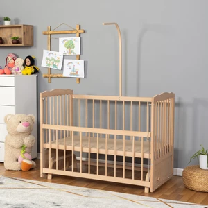 Ahşap Organik Beşik Anne Yanı Beşik 3 Kademeli Lüx Bebek Beşiği 60 x 120 cm