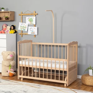 Ahşap Organik Beşik Anne Yanı Beşik 3 Kademeli Lüx Bebek Beşiği 60 x 120 cm ve Soft Fermuarlı Terletmez Kumaşlı Yatak