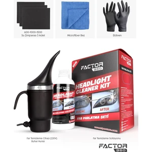 Factor 360 Far Temizleme ve Parlatma Seti (Headlıght Cleaner Kıt)