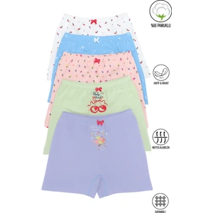 Özkan Underwear Özkan 41602 5'Li Paket Kız Çocuk Karışık Renkli Desenli Pamuklu Yumuşak Rahat Şort Boxer
